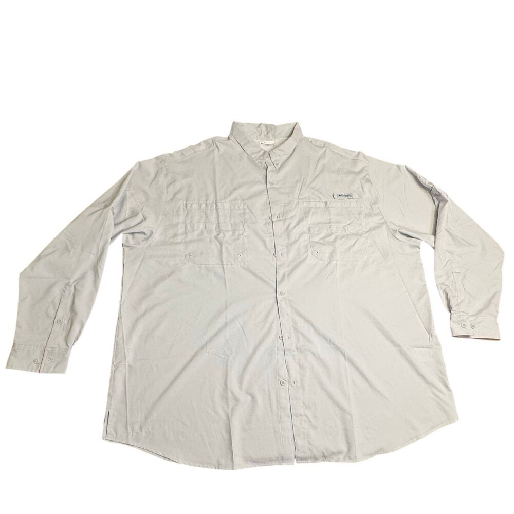 Columbia Men's White PFG Tamiami II Long-Sleeve Outdoor‎ Fishing Shirt - 5X Tall - Picture 2 of 10